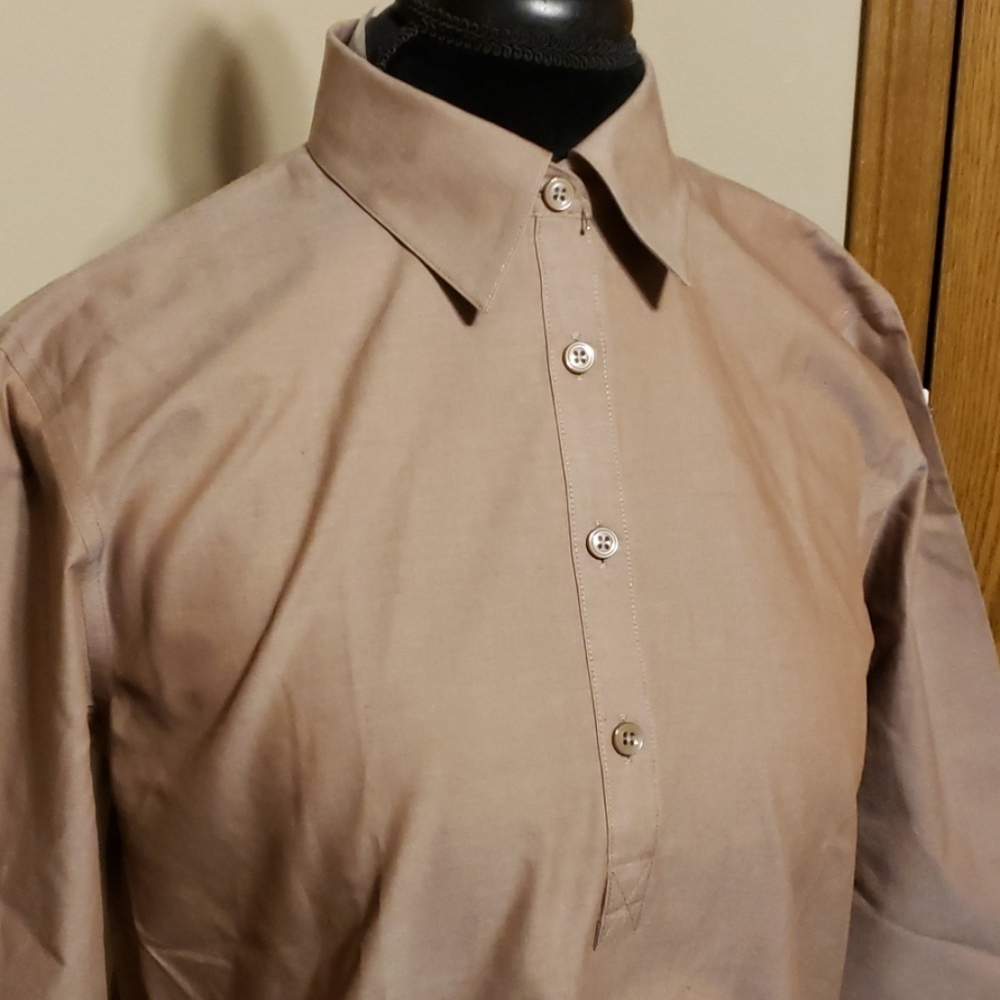 Orvis 1/4 button iridescent tan 3/4 sleeve shirt
